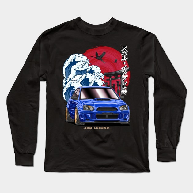 JDM Subie Impreza WRX Blobeye Back Print Long Sleeve T-Shirt by Guyvit